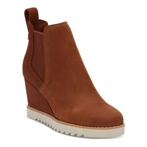 NWT TOMS Womens Brown Pull Tab Maddie Round Toe Wedge Slip On Suede Chelsea 9